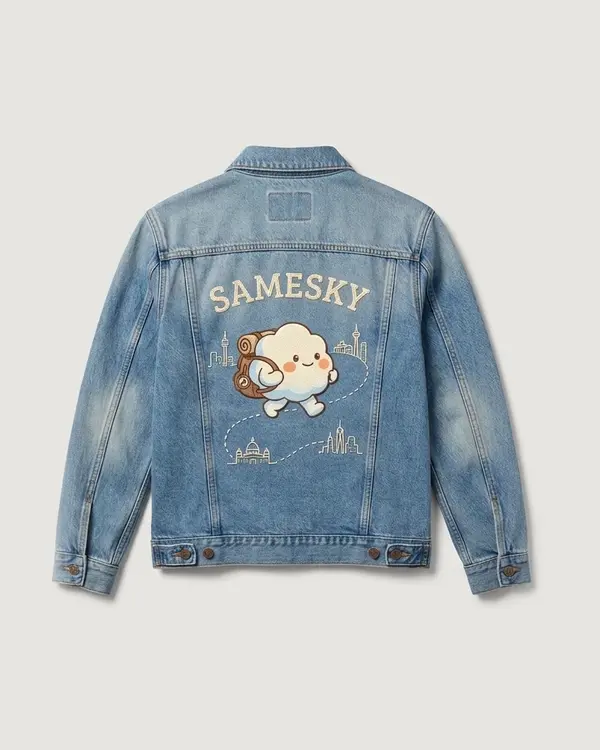 Different Streets Denim Jacket warna Light Wash, tampak belakang
