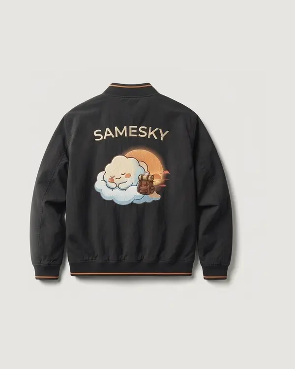 Dusk Dreamer Bomber warna Washed Black, tampak belakang