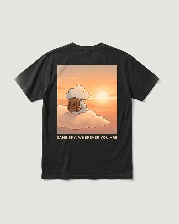 Wherever You Are Tee warna Washed Black, tampak belakang