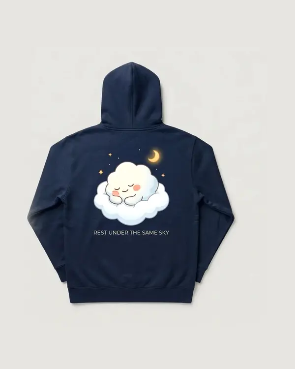 Same Sky Hoodie warna Midnight Navy, tampak belakang