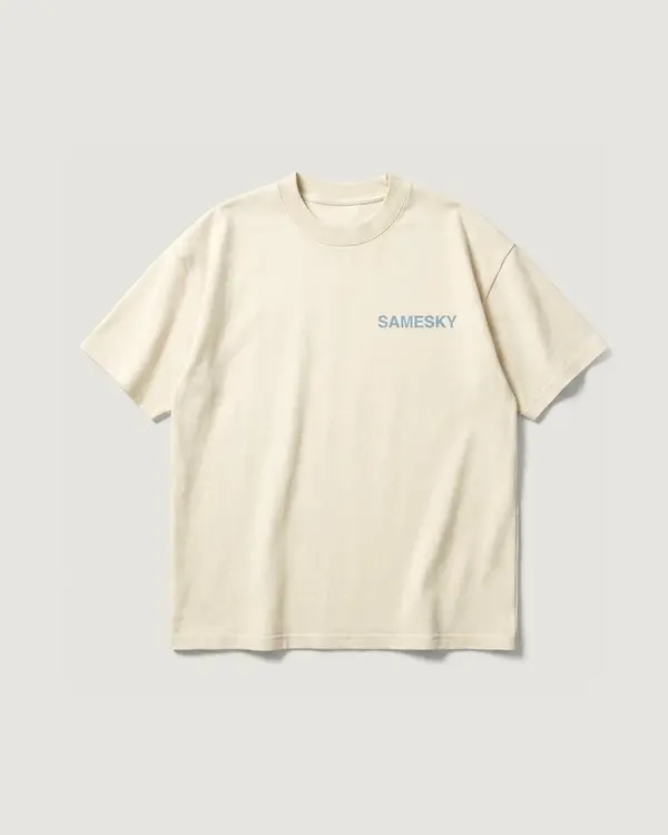 For New Beginnings Tee warna Sand, tampak depan