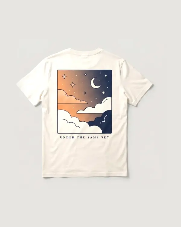 Under the Same Sky Tee warna Cloud Cream, tampak belakang