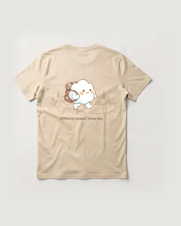 Different Streets Tee warna Sand, tampak belakang
