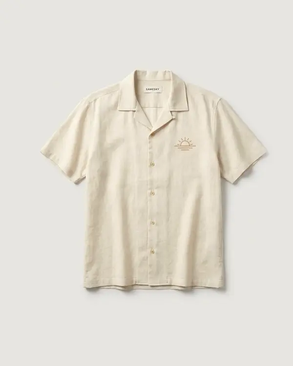 Sunrise Linen Shirt warna Natural Linen, tampak depan