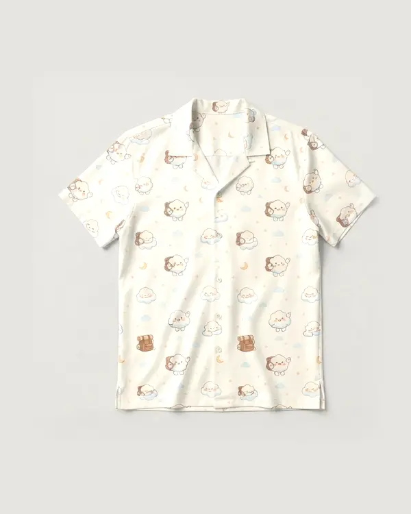 Sky Friends Camp Shirt warna Cloud Cream, tampak depan